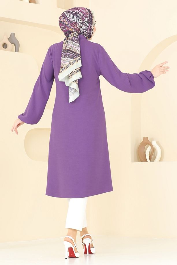 Cep Detaylı Tunik Kap 1250BM387 Koyu Lila - 4
