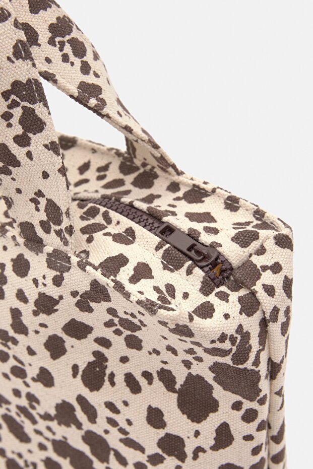 İnek desenli mini tote çanta - 5