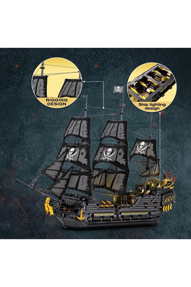 The Black Pearl, Technic Block Building Kit, Led Lighted (4708 Pieces) - 5