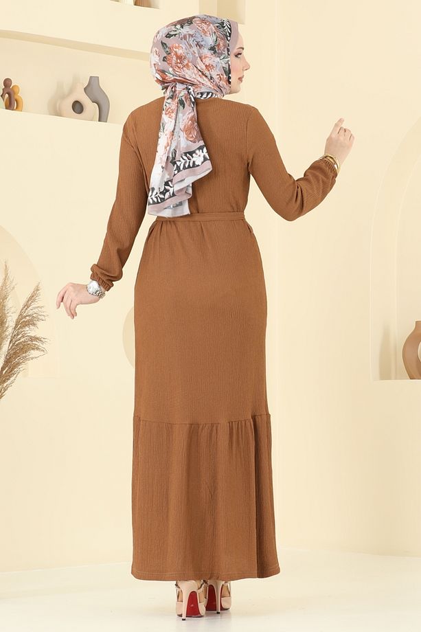 Manşeti Lastikli Elbise 1510UZ662 Taba - 4