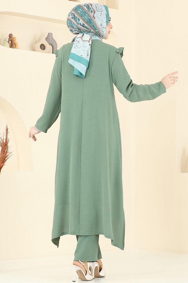 Sim Şeritli Tesettür Takım PL9139 Çağla - 4