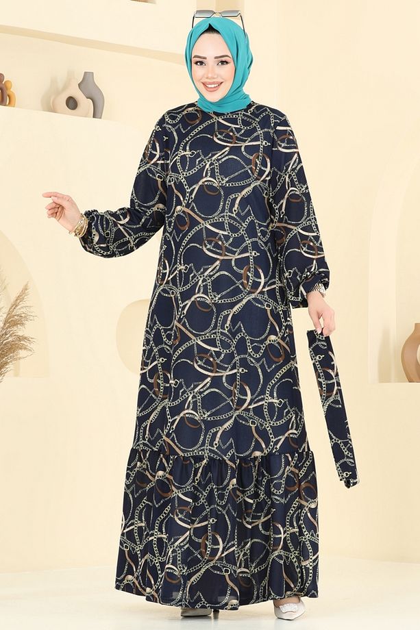 Zincir Desenli Helen Elbise 4086PM271 Laci - 2