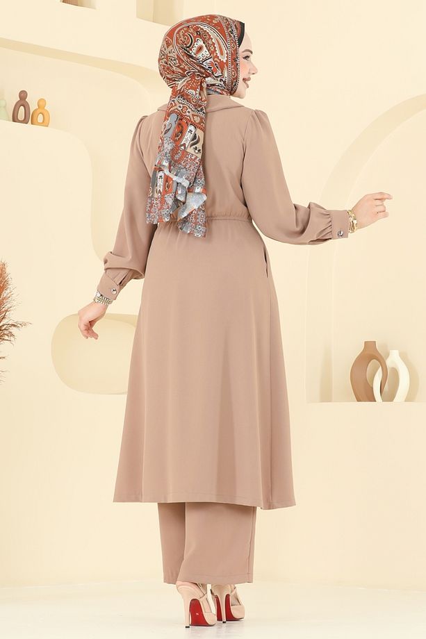 Kruvaze Yaka Krep Takım 6223BSK463 Koyu Vizyon - 4