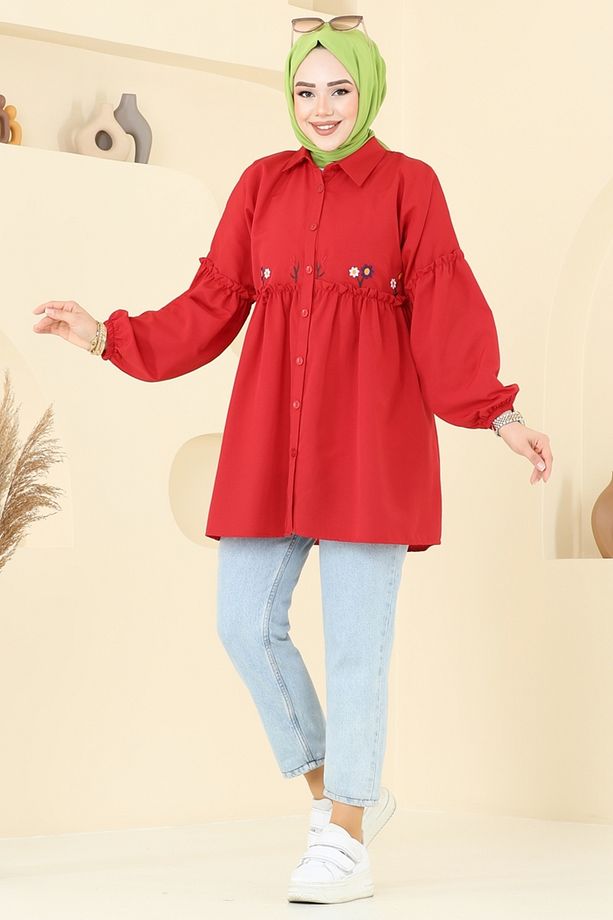 Nakış İşlemeli Tunik 4060ASN888 Kırmızı - 3
