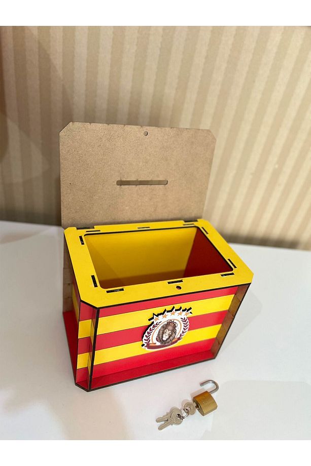 Kumbara - Parabox Ahşap Tip Box Taraftar (SARI-KIRMIZI) - 3