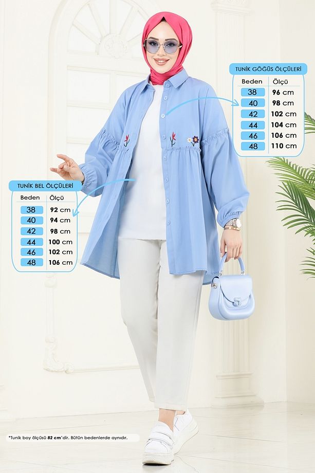Nakış İşlemeli Tunik 4060ASN888 Bebe Mavisi - 1