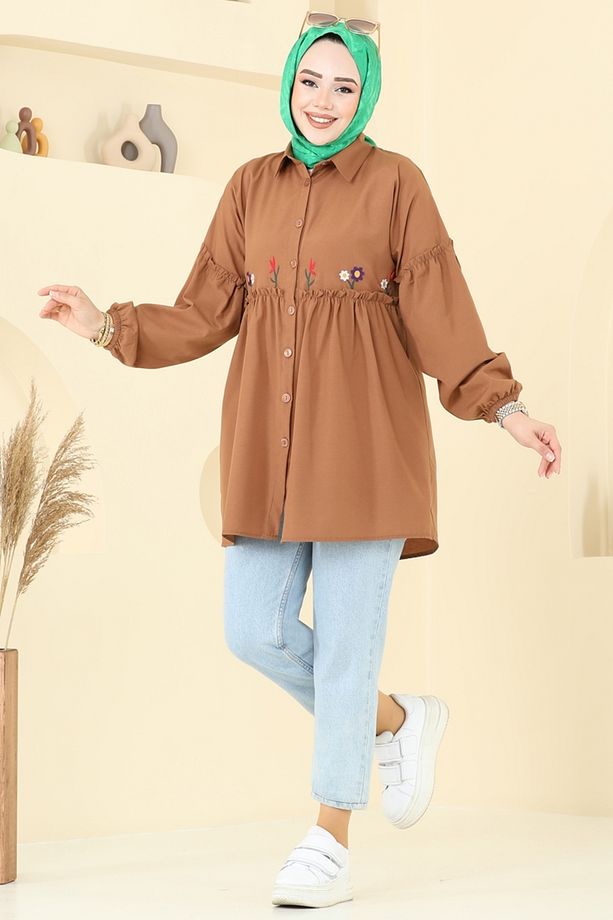 Nakış İşlemeli Tunik 4060ASN888 Kahve - 3