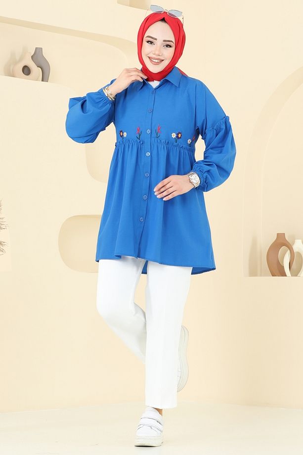 Nakış İşlemeli Tunik 4060ASN888 Saks - 3