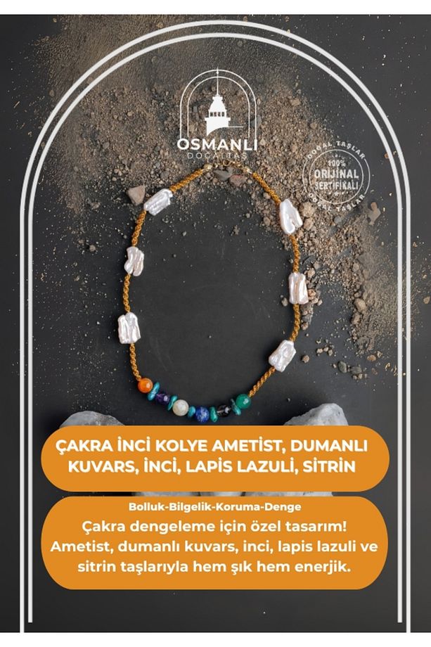 Çakra Inci Kolye Ametist, Dumanlı Kuvars, Inci, Lapis Lazuli, Sitrin - 1