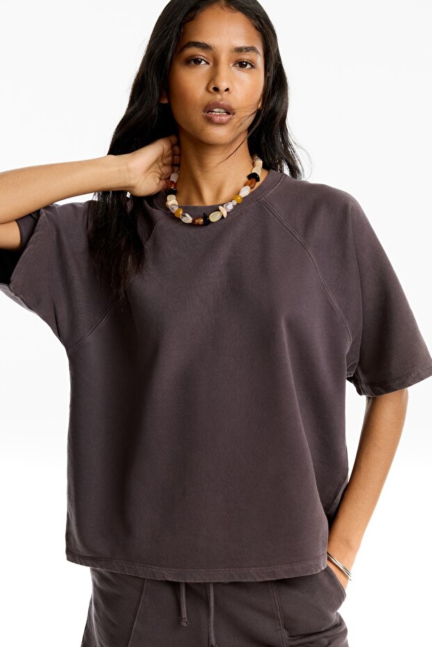 Kısa kollu reglan sweatshirt - 1