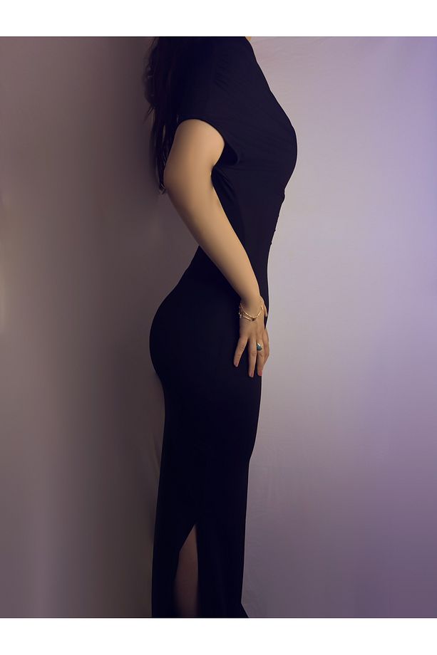 Madonna Yaka Yırtmaçlı Elbise - 3
