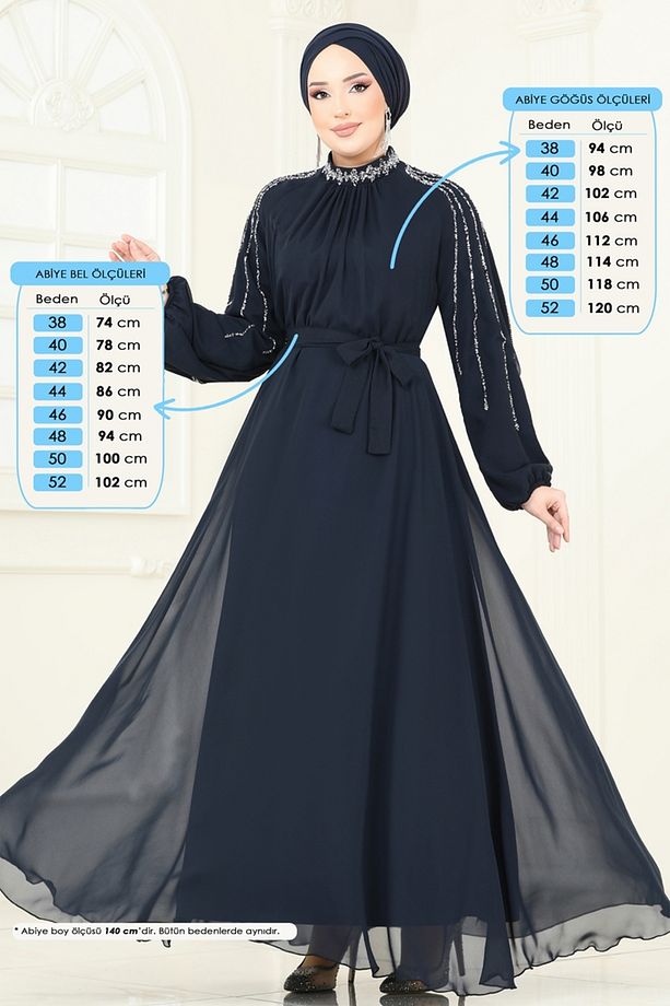 Kolları Taşlı Şifon Abiye 5666EDF311 Laci - 2