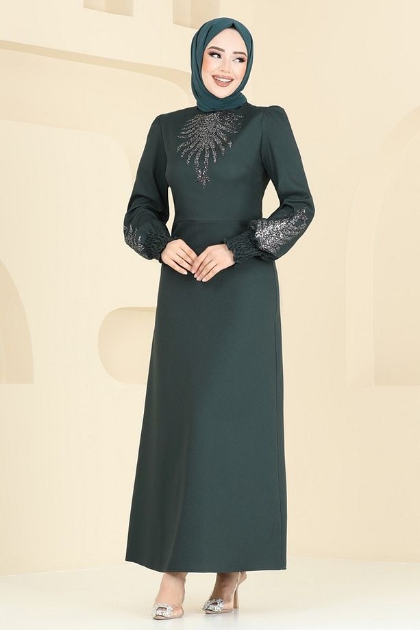 Yelekli Abiye Elbise Takım ASM2758 Zümrüt - 3