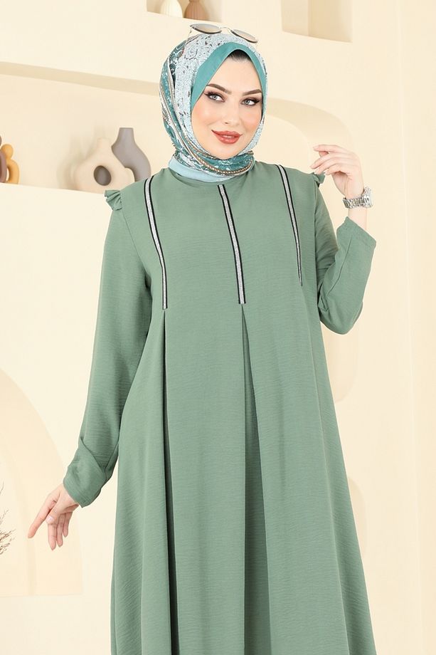 Sim Şeritli Tesettür Takım PL9139 Çağla - 3