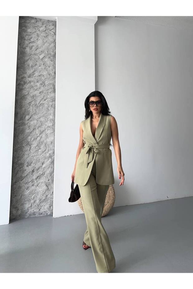 Belted Vest and Trousers Suit