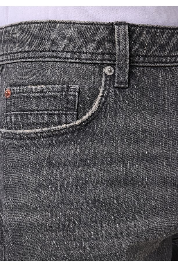Regular Fit Orta Bel Düz Erkek Siyah Jean Şort - 5