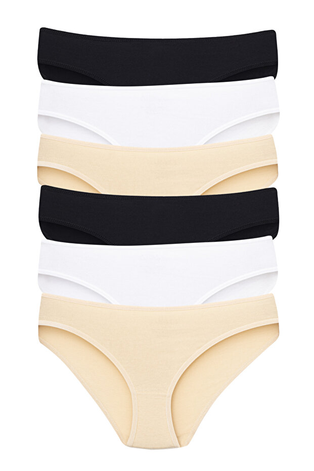 Women's Cotton Lycra Colorful Plain Panties 6 Pack | Comfortable and Soft Underwear