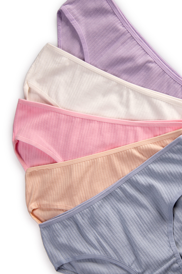 Pamut női bordás csúszóbugyi szett 5 db normál derékú csomag - 7