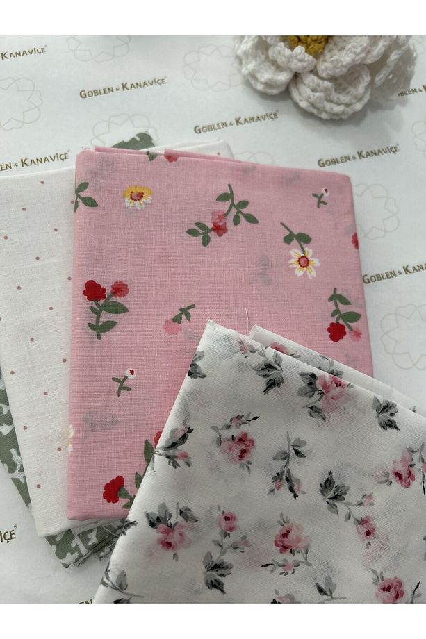 Pamuklu Kumaş Seti 50x110cm 5'li Set, Minik Desenli Pachwork Kumaşları - 3