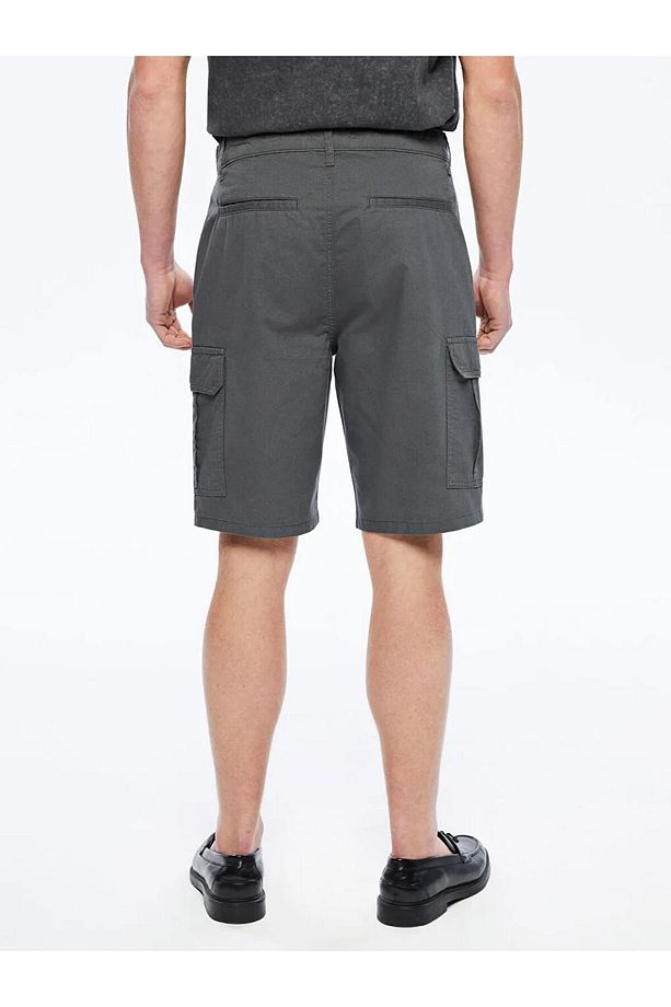 XSIDE Antrasit Standart Kalıp Gabardin Erkek Kargo Şort - 4