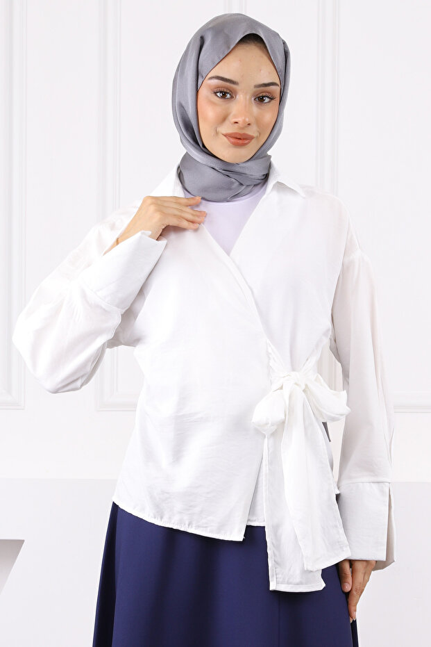 Ecru Side Tie Shirt
