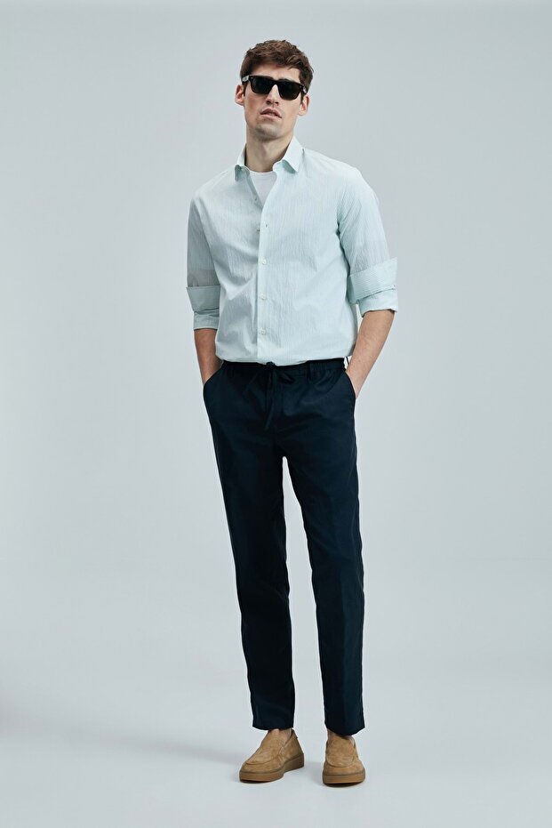 111010638 قميص تشارلز الأساسي للرجال ذو المقاس العادي قميص رجالي أزرق - 2