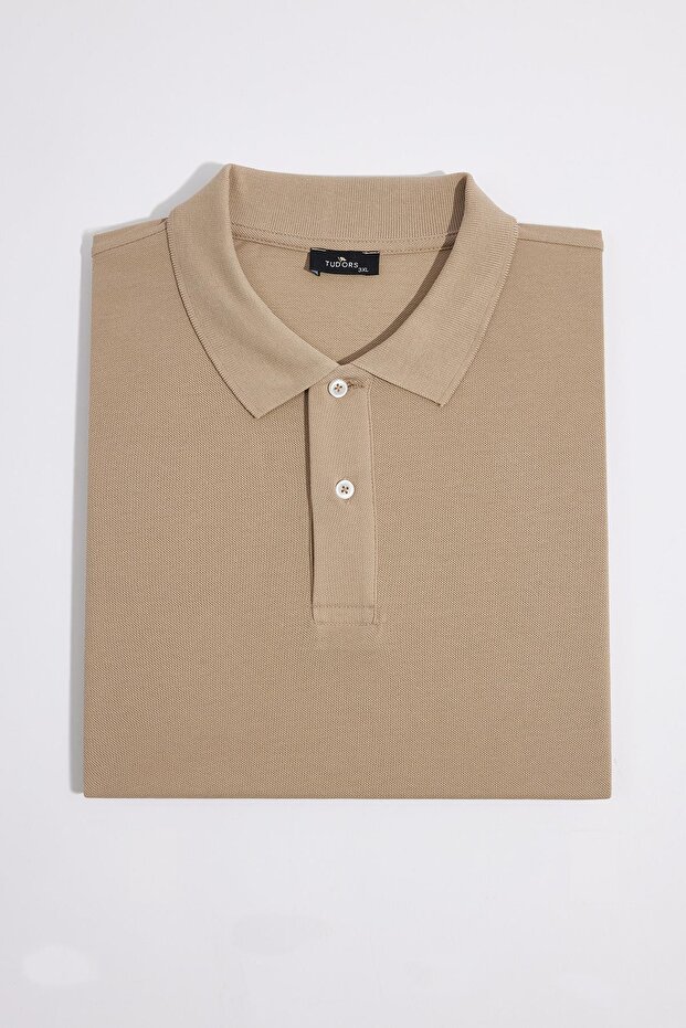 Men's Big Size 100% Cotton Plain Pique Short Sleeve Stone Polo Collar T-Shirt