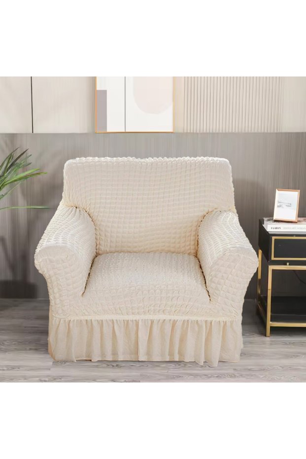 Bürümcük Sofa Cover, Armchair Cover, Single Seat, with Skirt, Elastic, Flexible, Washable