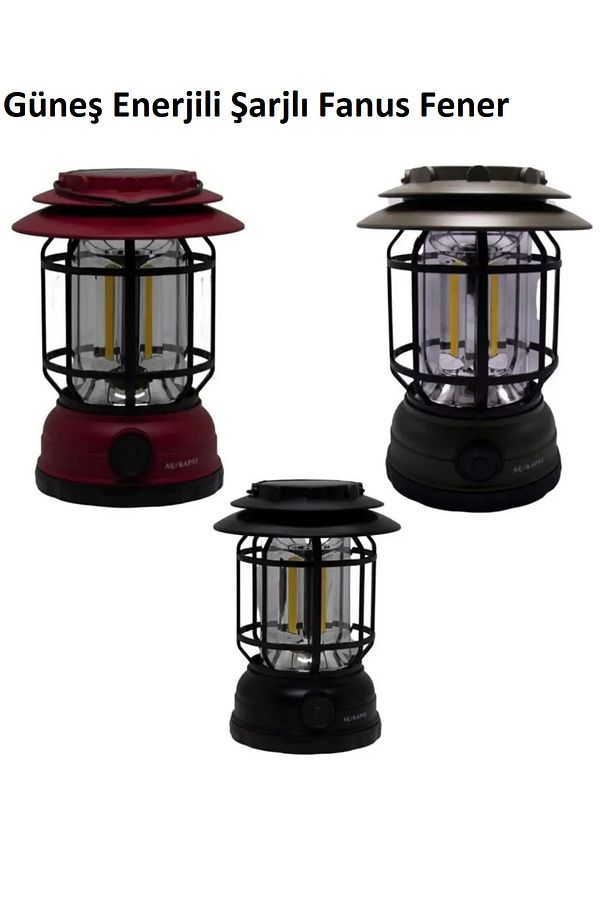 Güneş Enerjili Solar Nostaljik Işığı Ayarlanabilir Ledli Kamp Feneri Lamba Işıldak Usb Şarjlı - 3