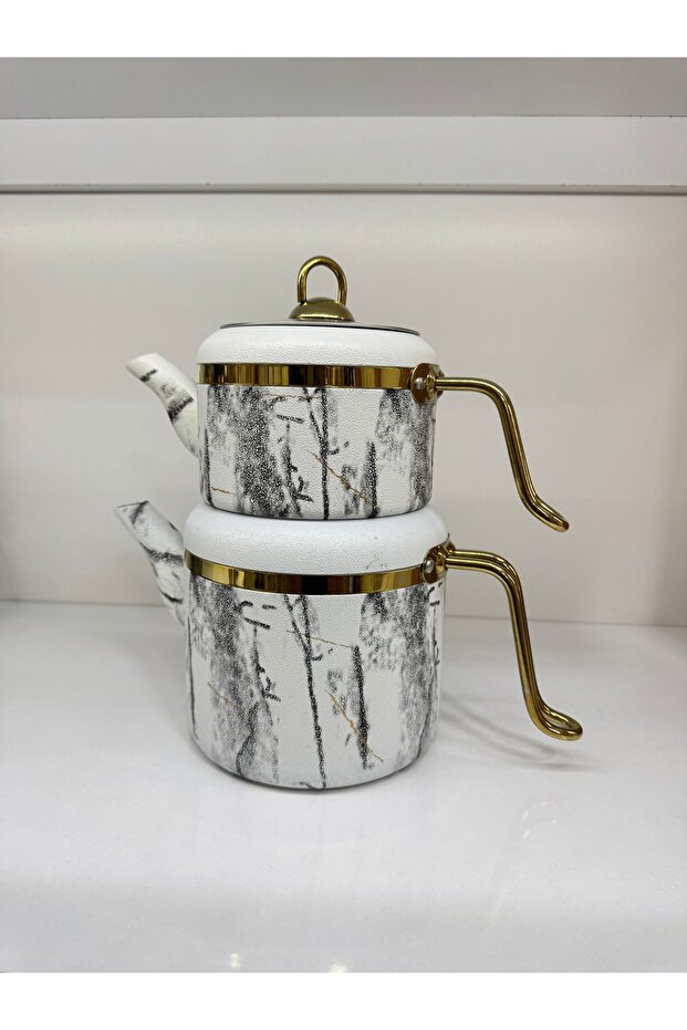 Beyaz Renk Granit Çaydanlık - 1