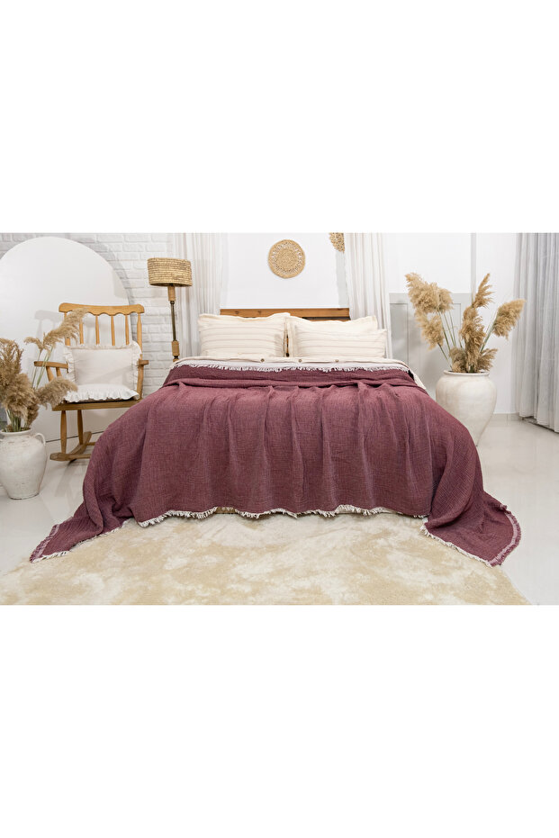 Muslin Bedspread - King Size 100% Cotton Muslin Pique Bedspread - 4 Layers of Muslin - (260×280)