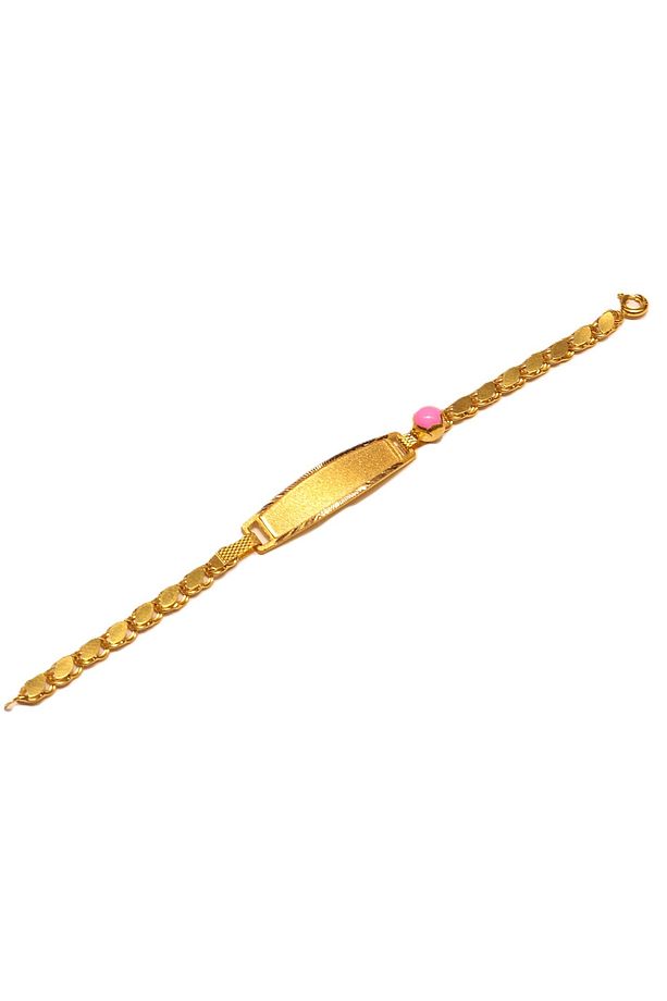 Altın Pembe Taşlı Pullu Model Bebek Künyesi - 1