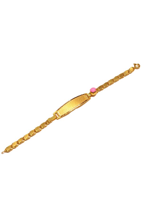 Altın Pembe Taşlı Pullu Model Bebek Künyesi - 2