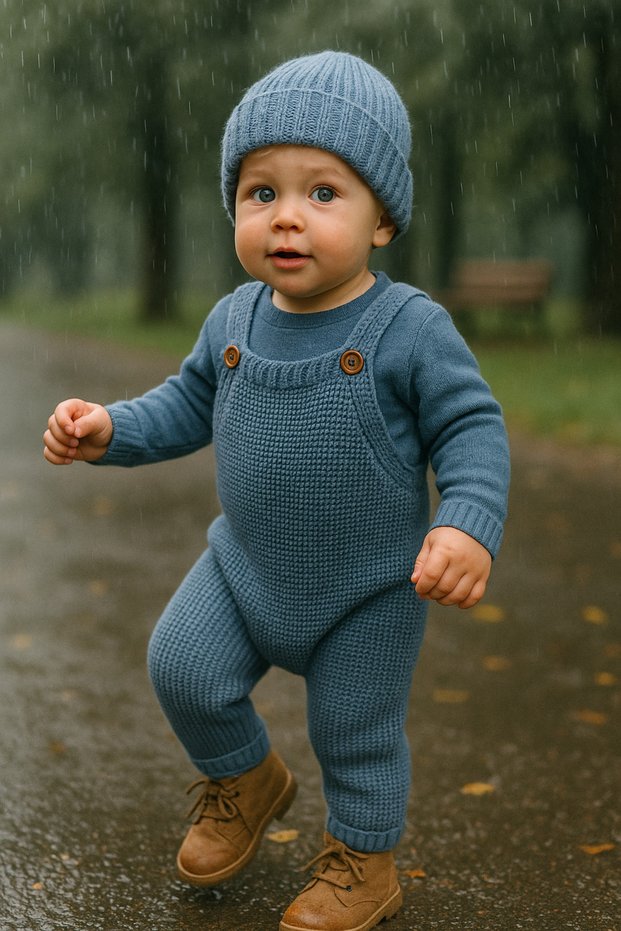 Thessaloniki Knit Hat Knitwear Jumpsuit with Pocket Detail and Adjustable Straps (Sizes 3-24)
