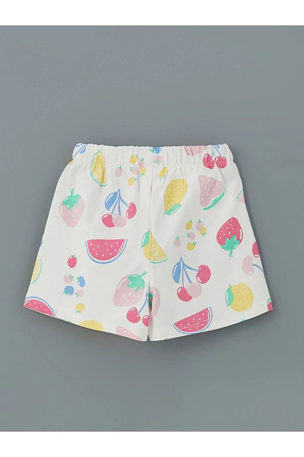 LCW Kids Ekru Beli Lastikli Kız Çocuk Şort 2'li - 4