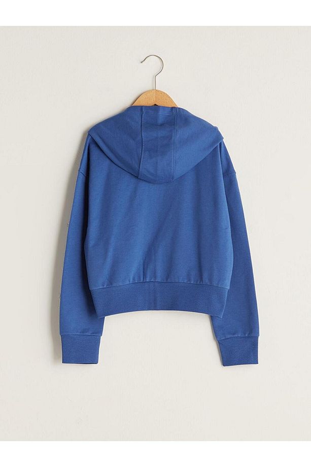 Kapüşonlu Basic Uzun Kollu Kız Çocuk Fermuarlı Sweatshirt (W1) - 2