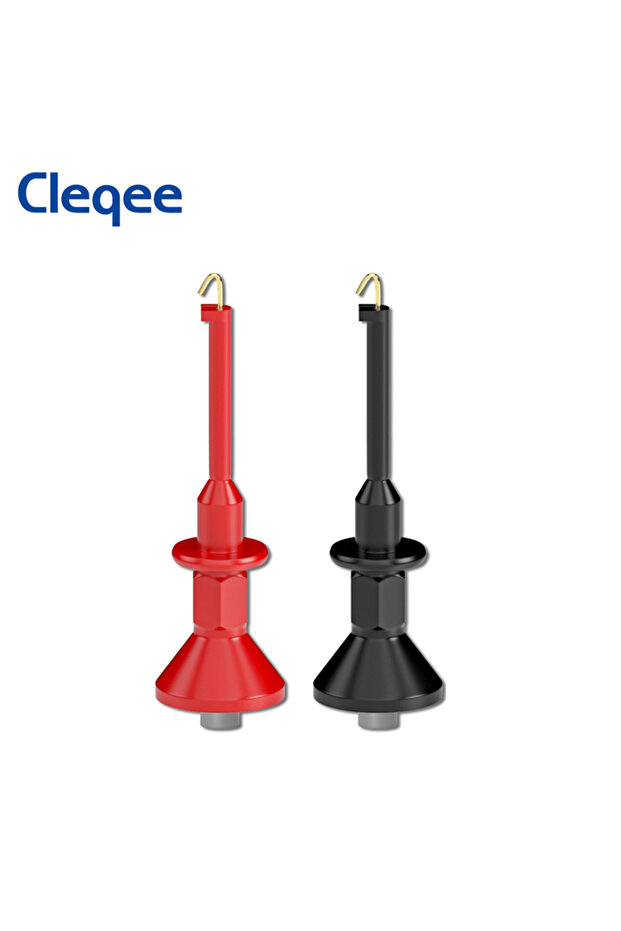 P30056A-2mm jack Cleqee P30056 SMD IC Test Hook Clips with 2mm/4mm Female Jack 2PCS for Multimeter B