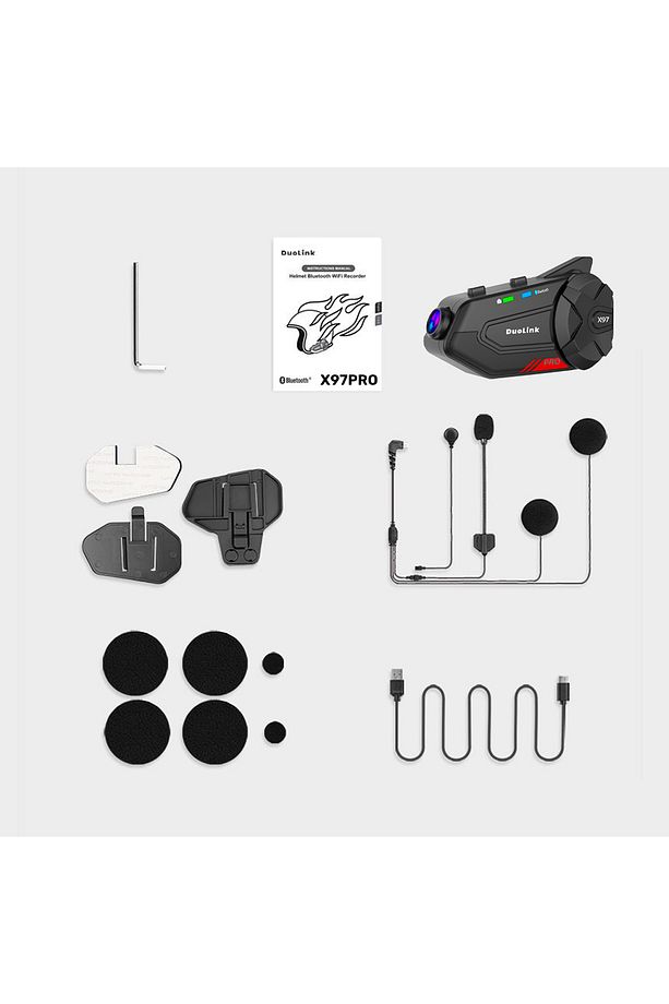 X97 Pro Kameralı Motosiklet Kask İnterkom Bluetooth Intercom Seti - 3