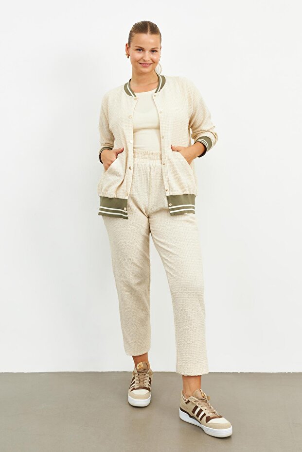 BEIGE TEXTURED PANT - 4