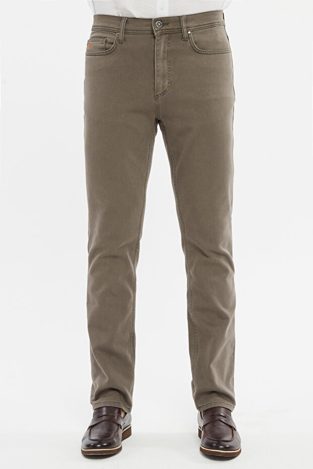 Premium Regular Fit Jean Eddy High Waist Standard Cut Stretch Woven Denim Jeans C356-Brown