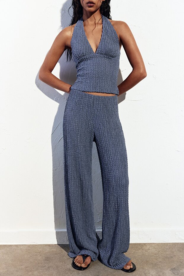 Kırışık efektli rustik pantolon - 2