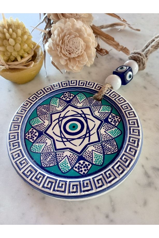 El Boyaması Nazar Boncuğu Desenli Seramik Duvar Süsü – 13 cm | Koruyucu Çember Koleksiyonu - 2