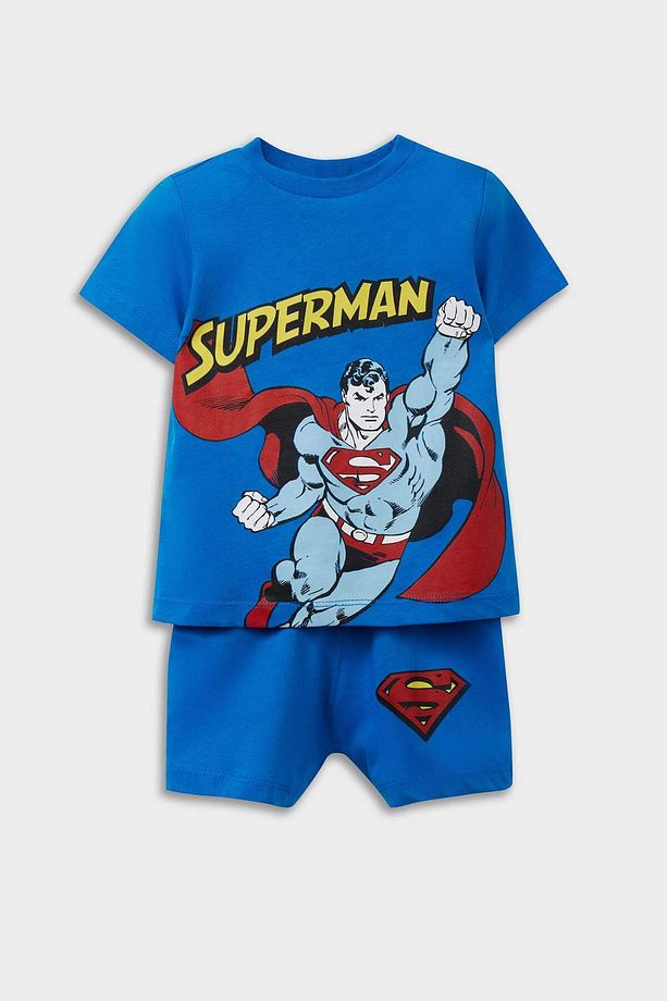 Erkek Bebek Superman Pijama Takımı Kısa Kollu Penye Üst Beli Lastikli Şort E1189a525hs - 1
