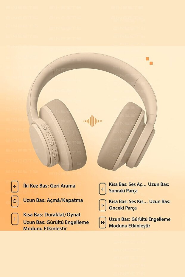 Kablosuz Kulaklık Bluetooth Mikrofonlu Kulaküstü Kulaklık Katlanabilir Siyah Android İos Uyumlu - 8