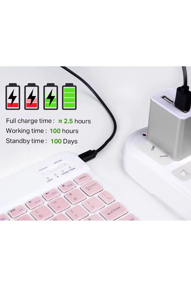 Kablosuz Bluetooth Klavye ve Mause Seti (Tüm Cihazlara Uyumlu Akıllı Taşınabilir Şarj Edilebilir) - 6