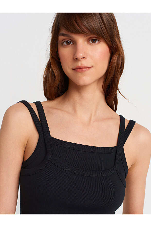 21105 Çift Askılı Atlet-Siyah - 3