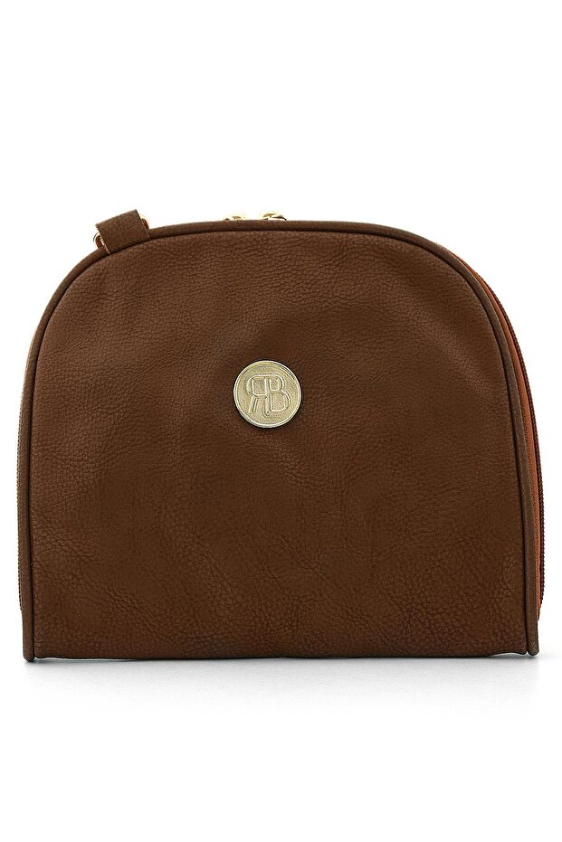 حقيبة تسوق محمولة ذات حجم مزدوج باللون البني - 1