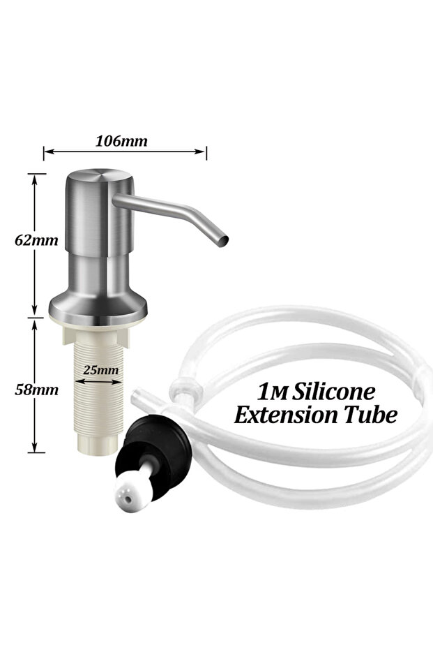 1M Silver Stainless Steel Soap Dispenser Extension Tube Kit Kitchen Sink Liquid Soap Dispenser Bathr