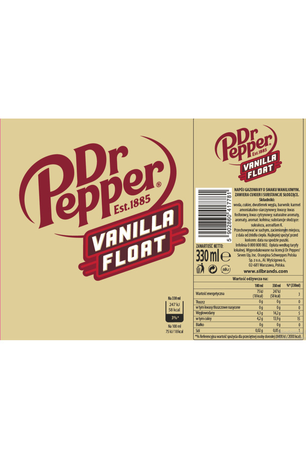 Dr Pepper Vanilla Float 330ml 24’lü Koli - 3