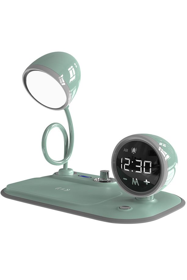 Telefon Uyumlu Hızlı Şarj 15W Ayarlanabilir Led Işıklı LCD Ekran Double Alarmlı Masa Lambası SL-CW21 - 2